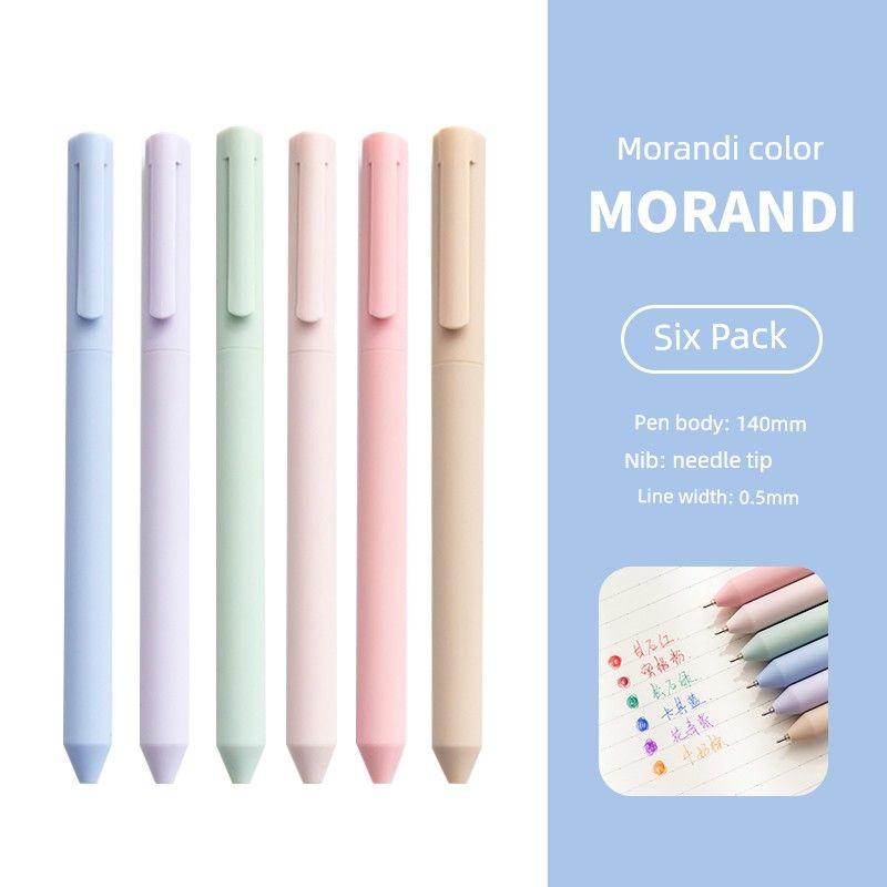 

Miss Ben Color Gel Pen Rotary Student Black Quick-Drying Good-looking Stationery Marking Pen Carbon Ball Pen Morandi -6 Pack 0.5mm