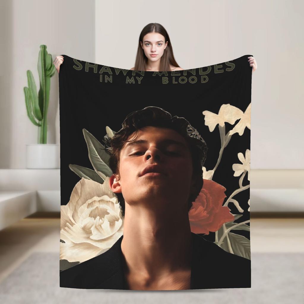 Warm Blanket Adult Decorative Rapper Shawn Mendes Throw Blanket Flannel Bedspread For Couch Chair Street Trend Sofa Bed Cover