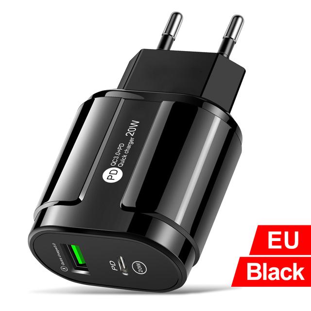PD20W QC 3.0 Fast Chargerr EU US Plug Universal Wall Multiple USB C Adapter Phone Charger For iPhone 14 Samsung Xiaomi Huawei