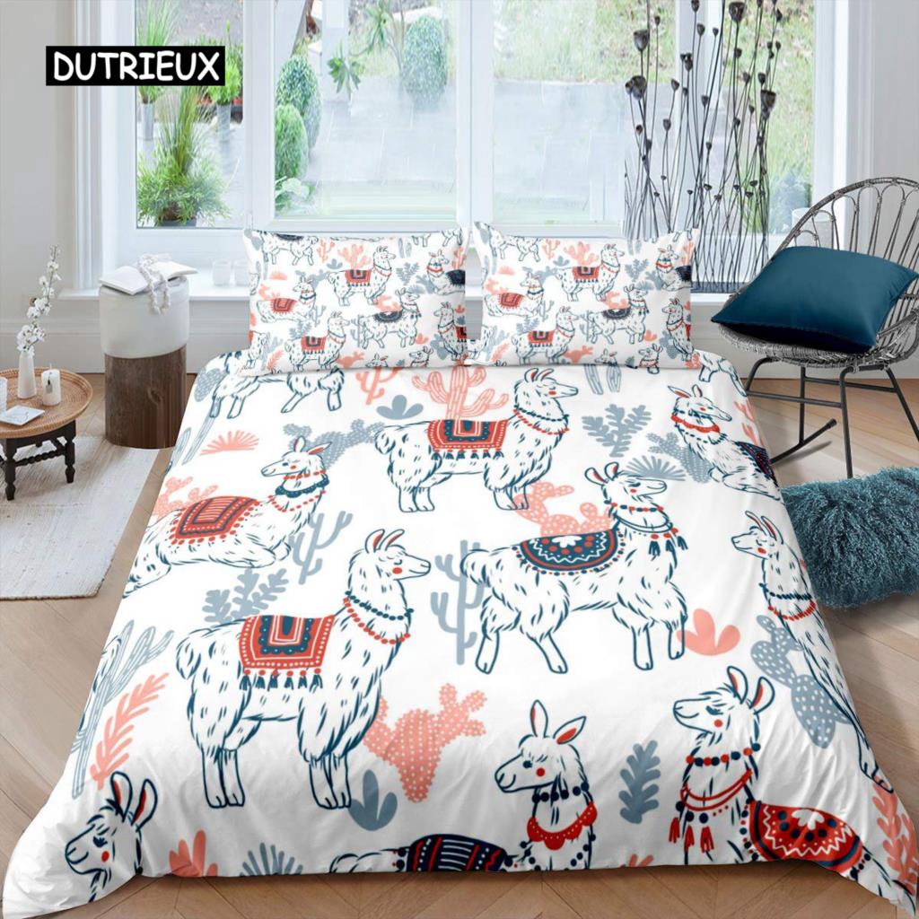 

Пододеяльник из альпаки, милый ленивец, кактус, забавное животное, комплект постельного белья из полиэстера с сердечками и рисунком в мультяшном стиле EU Double(200x200cm)