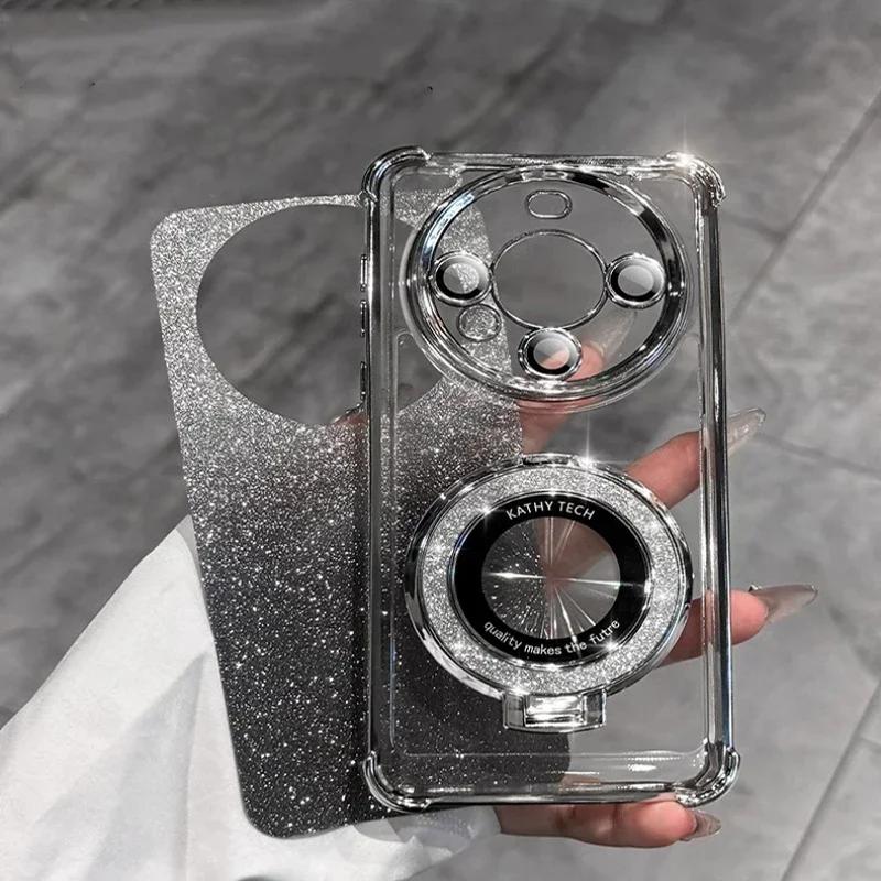 Luxury Glitter Bracket Case For Samsung S25 Ultra S24 FE S23 Plus A56 A06 A16 A36 A05 A15 A25 A35 A55 A14 A24 A34 A54 Cover