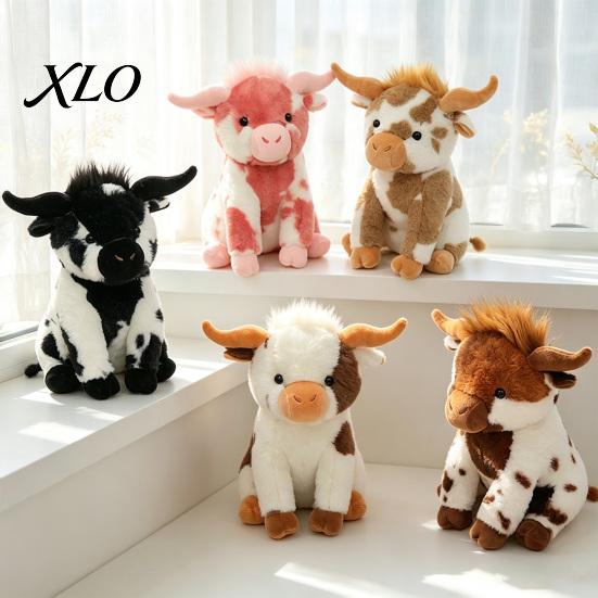 Soft Nursery Room Decoration Highland Cow Stuffed Animal Toy, Plush Scottish Cattle Doll, Fluffy Pillow Toy Cute Farm Doll Present for Adults