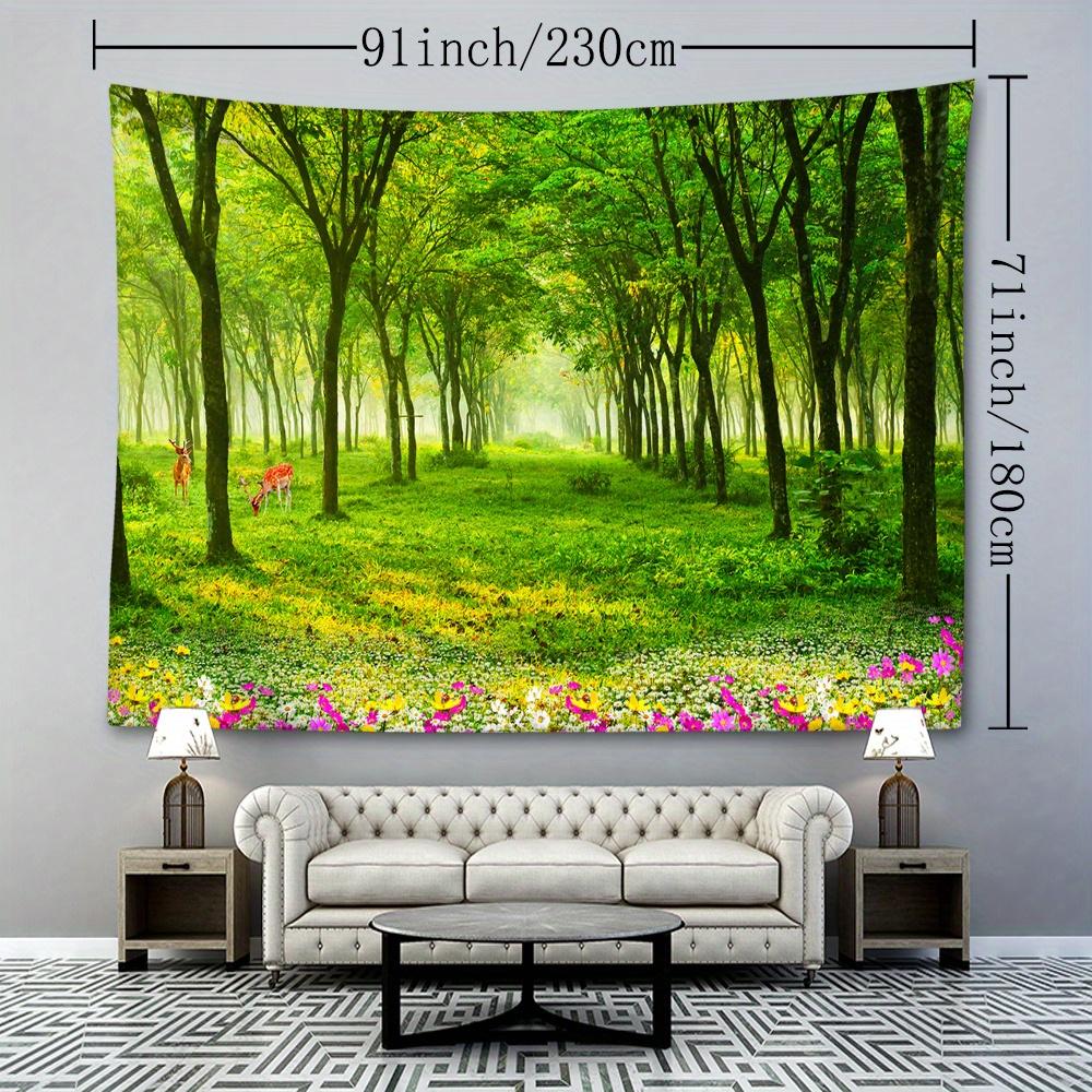1pc Nature-Inspired Polyester Tapestry, 90gsm Woven Wall Hanging with Greenery, Flowers, and Trees, Animal Theme Portrait Orientation, Soft Brushed Fa