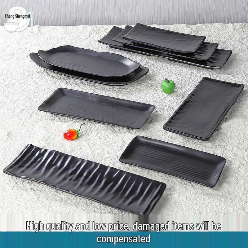 Matte Black Melamine Plate for Hot Pot, BBQ, or Kebab Shops