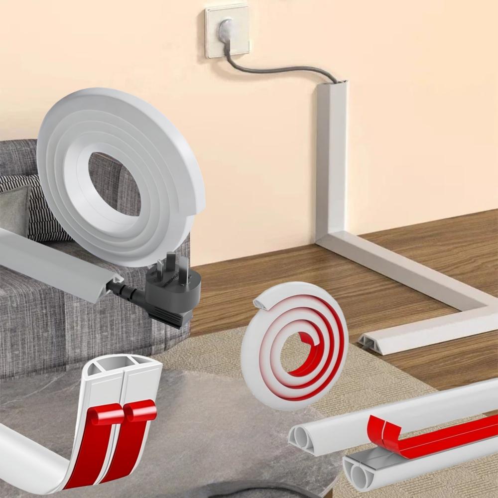 1PC 1mx2cm/3cm/4cm White Flexible Floor Cable Cover Self-Adhesive Wall Cord Hider Wire Duct Duct Slot Cable Manage Wall Cover