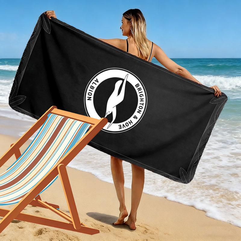 Brighton & Hove Albion Tryckt Strandhandduk, Stor Mjuk Snabbtorkande Handduk för Strand Camping Simning