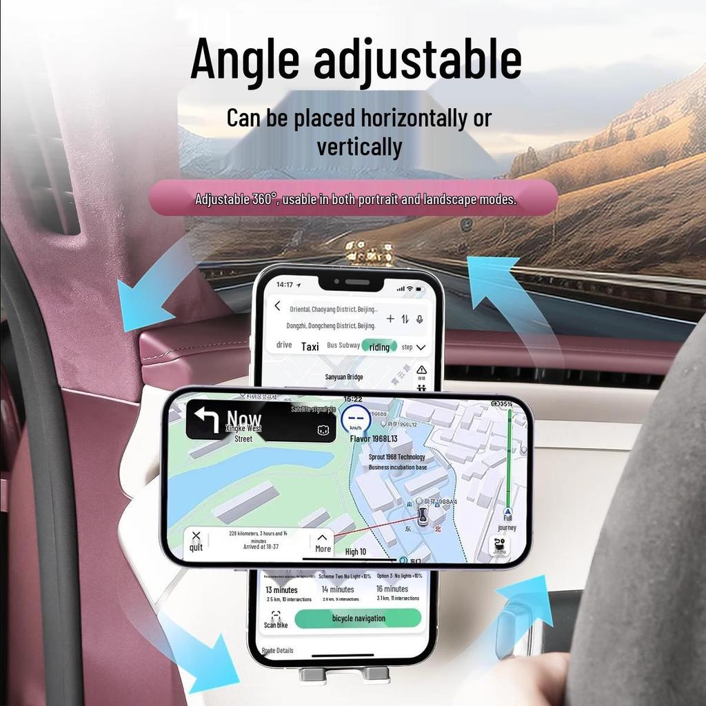 Solar-Powered Electric Clamp Phone Holder for Xiaomi SU7 - Car Interior Accessory with Navigation and Stabilization.