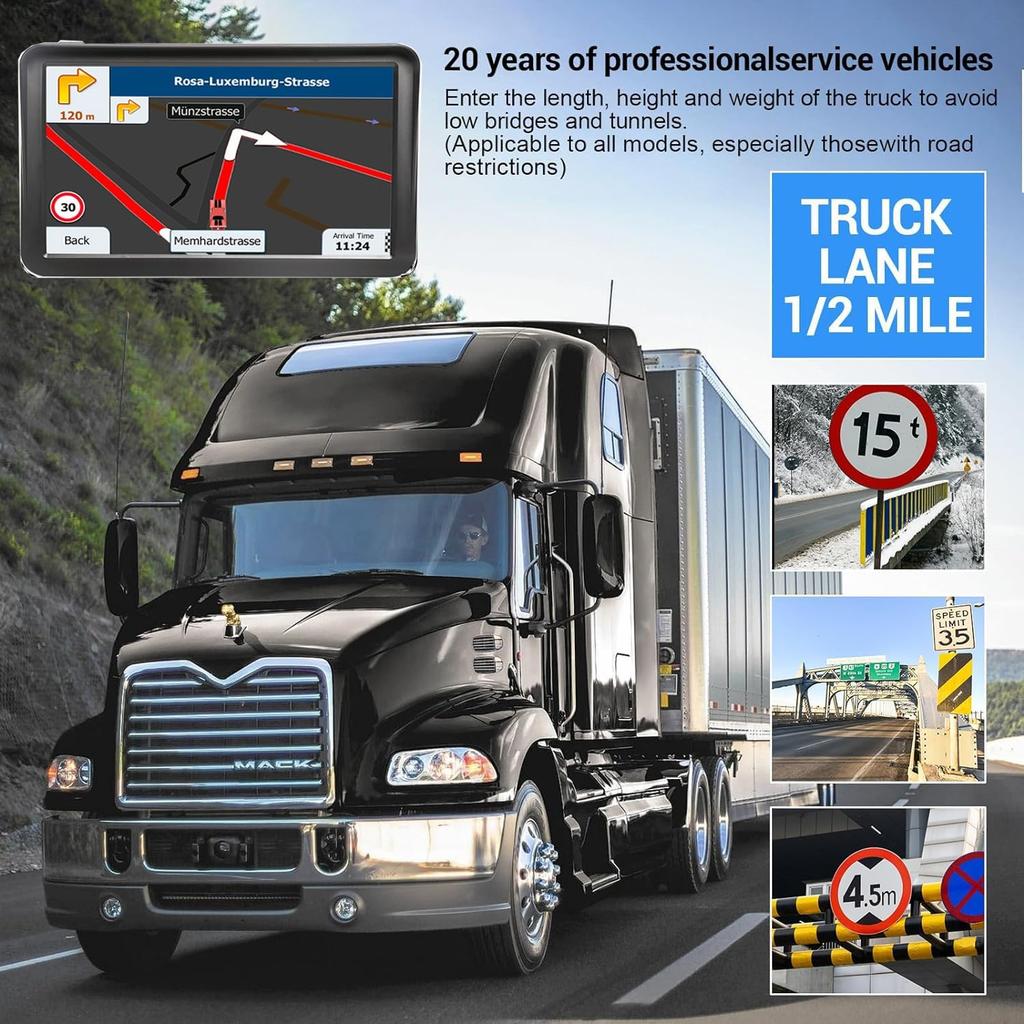 9' GPS Navigator for Car Truck RV with Voice Guidance, Speed & Red Light Warning, Custom Truck Routing, 2025 Maps (Free Lifetime
