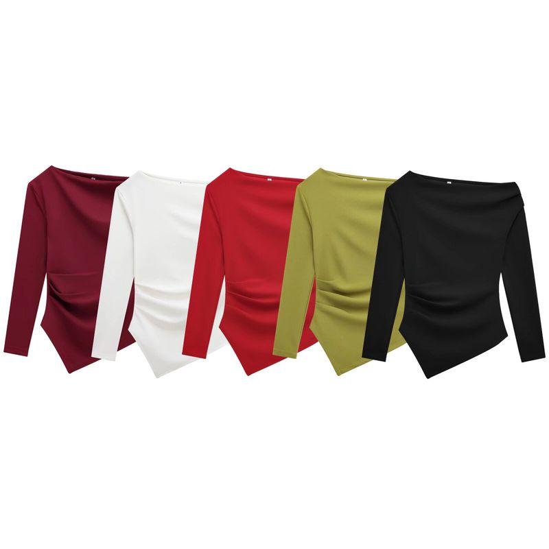 Jnleaog Autumn New Women's Clothing Fashion Style Stylish Fashionable Asymmetric Stretch Tops 3644328