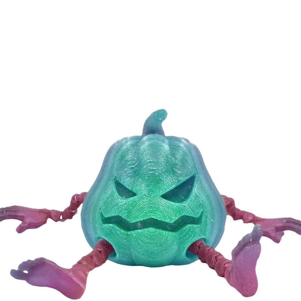 7CM 3D-tryckt Pumpa Män Festdekorationer Rekvisita Tillbehör Hemma Halloween Pumpa Tryckt Ledad Självlysande Pumpaman