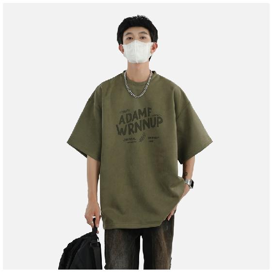 

Футболка с коротким рукавом, мужская модная брендовая летняя свободная футболка с коротким рукавом, модная простая принтованная футболка 3XL армия зеленый