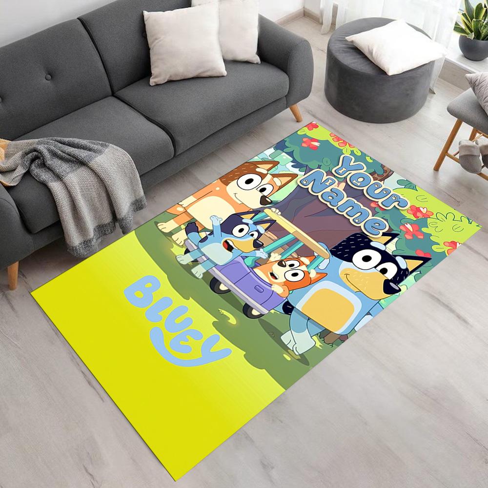 Bluey Customized Name Floor Mat Perfect for Decorate room Study room Game Room Dormitory Antislip Carpet Anime Office Decor Gift for Festivals