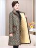 Velvet-Enhanced Floral Cotton Quilted Jacket for Middle-Aged & Elderly - Warm Mid-Length Coat for Autumn/Winter.