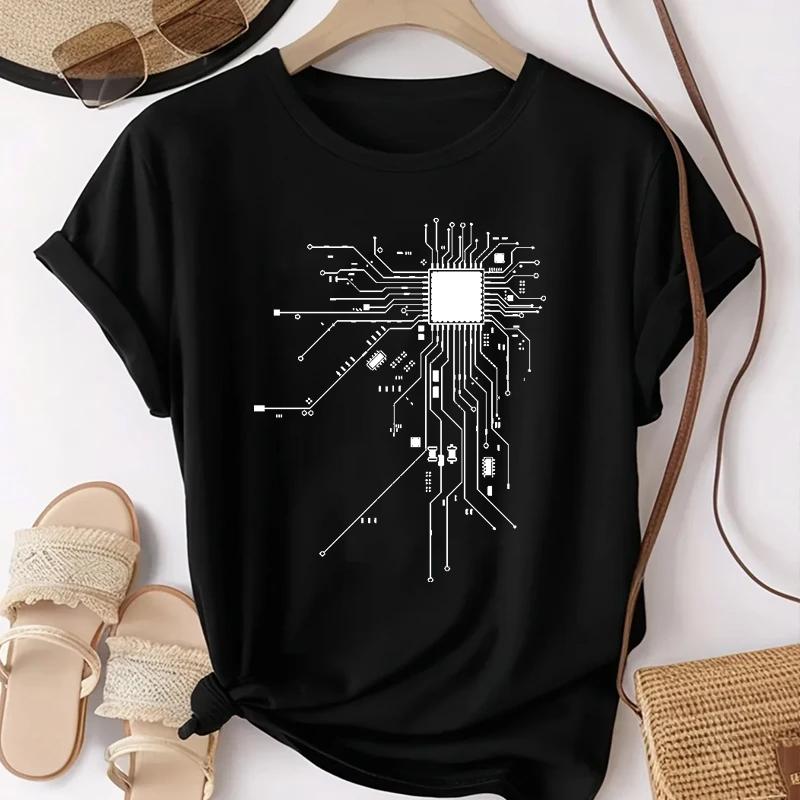 

Summer Unisex Tshirt CPU Processor Circuit Diagram T Shirt Unisexs Funny Tops Fashion Tees Homme Brand Unisex Clothes Harajuku S