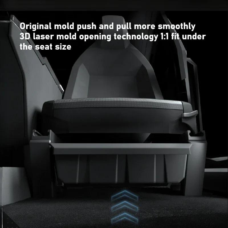 Under-seat Storage Box for Tesla Cybertruck 2024-2025 Car Accessories TPE Drawer Organizer Front Seat Lower Box Case Waterproof