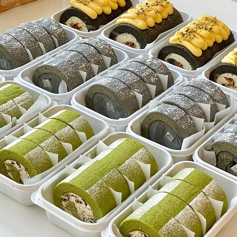 Transparent Swiss Roll Cake Packaging Boxes, 50-Pack