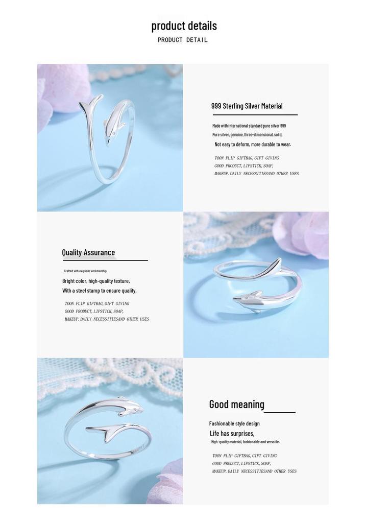 Öffnungsbarer kleiner Delfinring im koreanischen Stil - Niedliches & Kreatives Meeresbewohner-Design