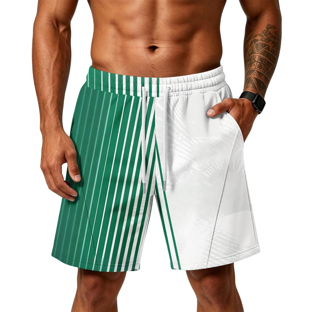 Men’s Layer Loose Shorts with Pockets Camouflage Print Drawstring Waist Gym Training Beachwear