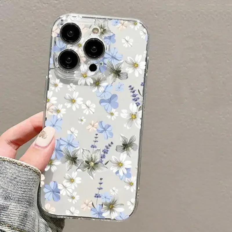 Cute Heart Daisy Clear Case for Samusng Galaxy S25 S24 Ultra S22 S23 S21 Plus FE S25Ultra 5G A55 A15 A16 A54 A35 A53 Soft Cover