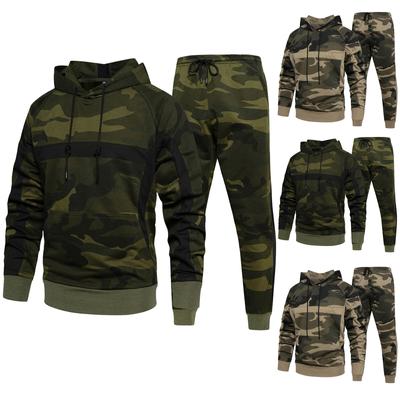 Męska odzież sportowa z kapturem, dwuczęściowy płaszcz z kapturem i długim rękawem + strój sportowy