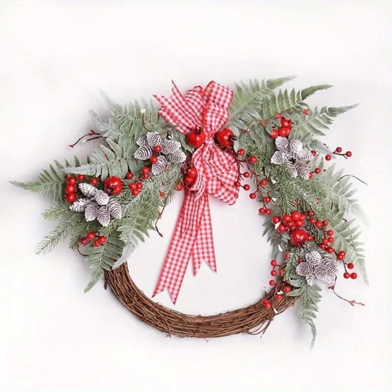 30Pcs/Lot Christmas Artificial Pine Cone Mini Pine Nuts Holly Branch Pick Wreath DIY Garland Hanging Ornaments Home Decor