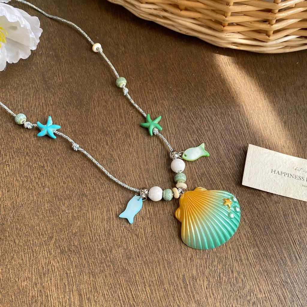 2026 New Bohemian Style Pendant Necklaces Women Starfish Shell Fish Beaded Necklaces Fashion Travel Vacation Beach Jewelry Gifts