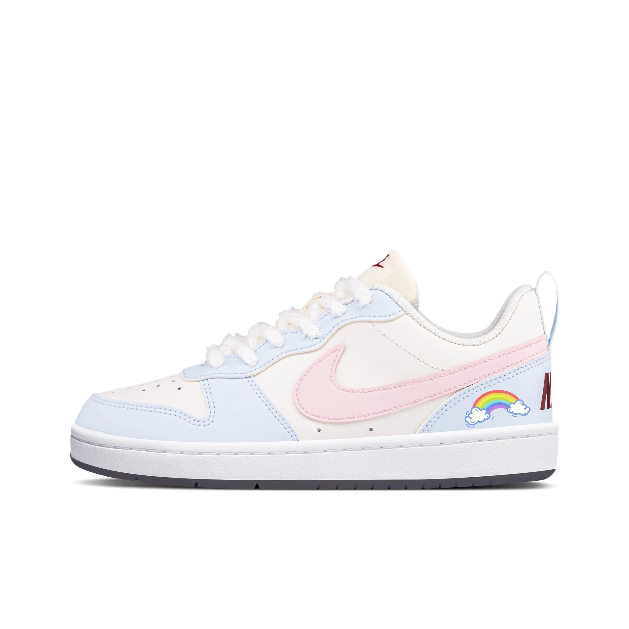 

Nike Court Borough 2 Rainbow Cloud Abrasion Resistant Slip Resistant Low top Skateboard Shoes Unisex Blue Pink FV8120-141(Team2099-) 38.5