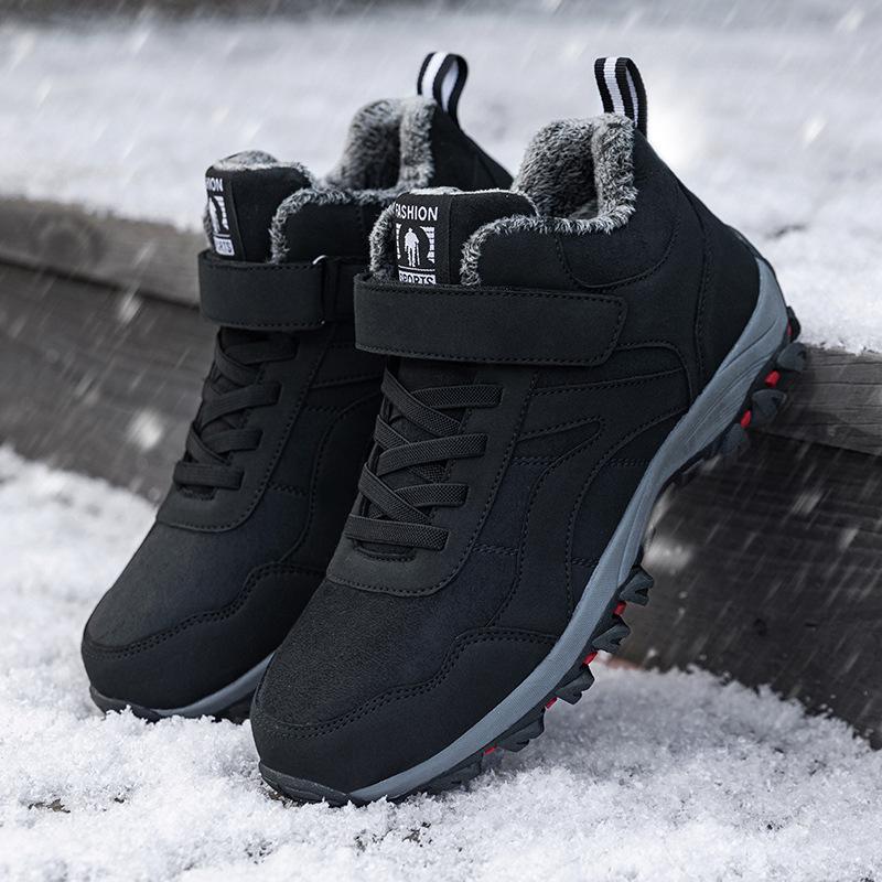 Warm Cotton Shoes, Velvet Men's Winter Thickened Walking Shoes, Father Shoes Soft Sole Non-slip
