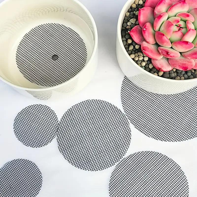 Planter Bottom Grid Mat 100pcs Drainage Mesh Hole Screen Breathable Plant Garden's Drainage Mesh Sturdy Succulent & Bonsai Pot