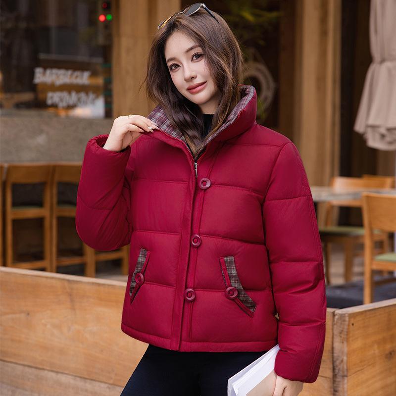 New Winter Cotton-padded Clothes Women's Short Splicing Fragrant Cotton-padded Clothes Fashionable Foreign Style with Cotton-padded Jacket