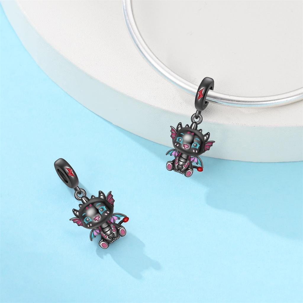 925 Silver Cute Panda Penguin Charm Snake Bracelet Necklace Black Pendant Gift for Women Girls