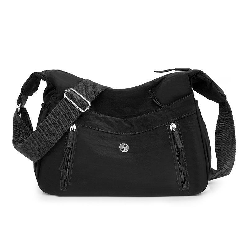 Textured shoulder bag simple and lightweight large-capacity nylon messenger bag fashionable solid color casual commuter bag women