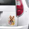 QT2028#15cm Yorkshire Terrier und Blumig Wasserdichter Auto-Dekorationsaufkleber, Geeignet für Autos, Laptops, Stoßstangen, Glasfenster-Aufkleber