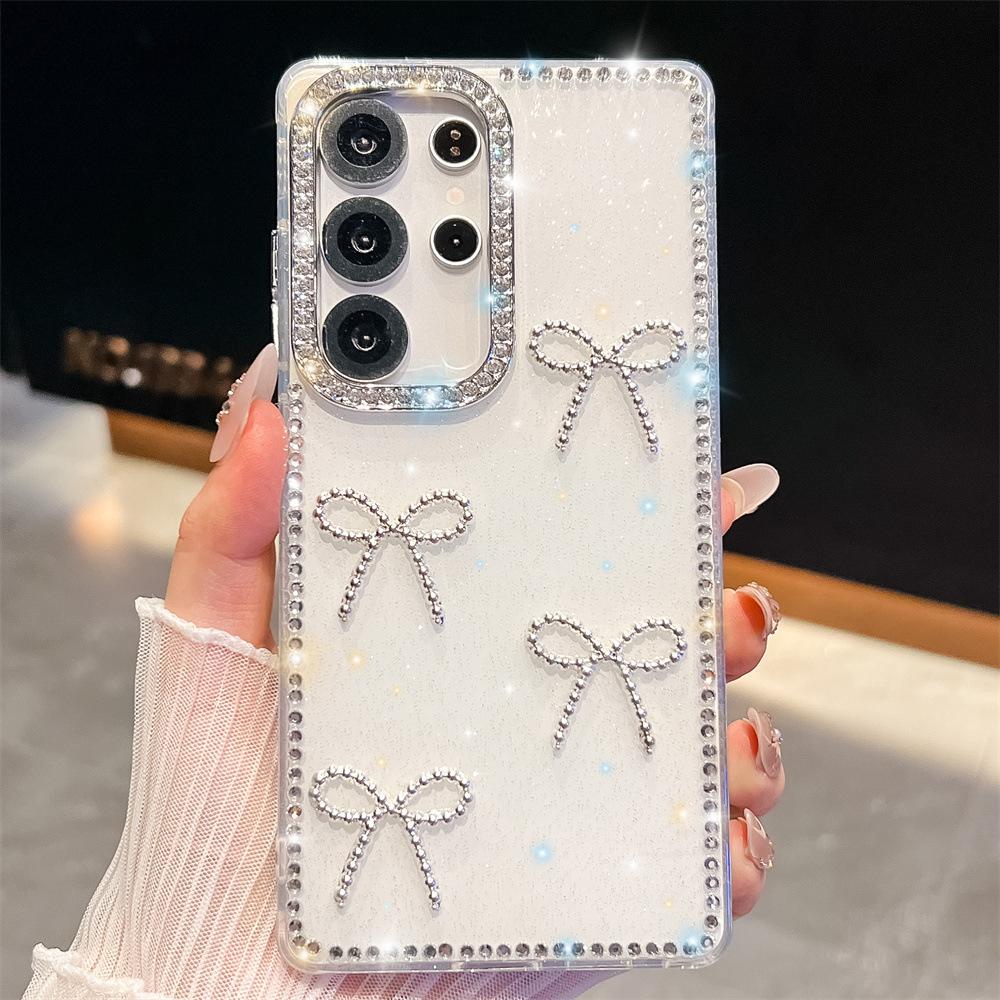 Apple iPhone 11PRO Samsung A11 mobile phone case S11FE/S11 handmade rhinestone with diamond bow