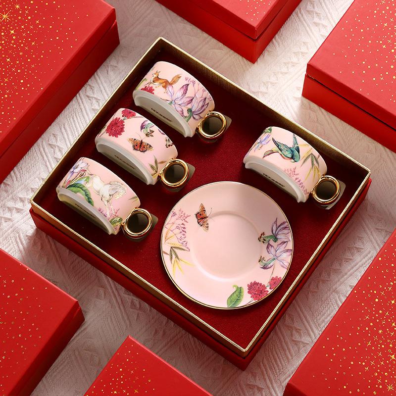 Nuoxuan Small Luxury Pastoral Ceramic Light Luxury Coffee Cup And Saucer Set Household Living Room Set Cup