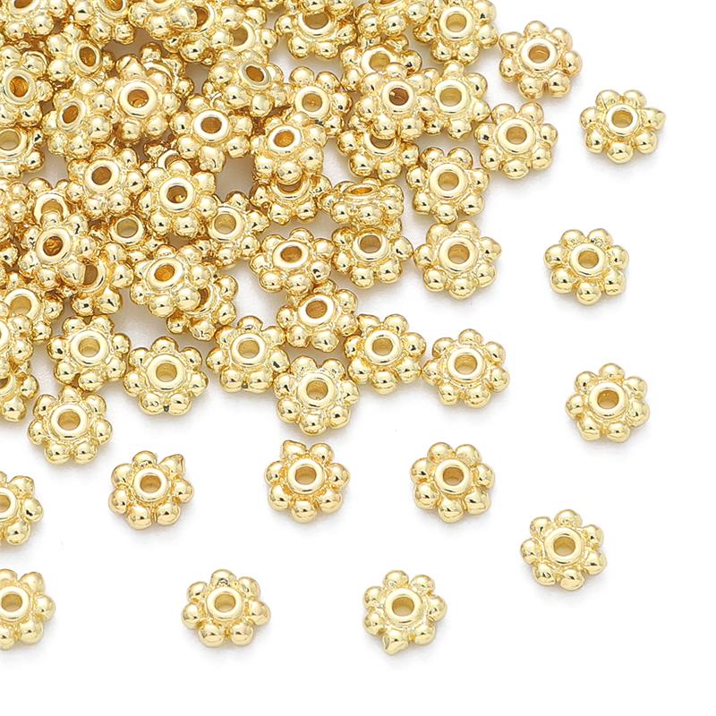 

10 шт., медная корзина с покрытием, снежинка, разделительные бусины для DIY, ожерелье, браслет, серьги, изготовление ювелирных изделий, аксессуары для рукоделия 4.5mm hole 0.8mm золотой
