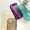 Transparent Curly Wavy Soft Case For iPhone 15 14 13 12 11 Pro Max X XR XS Max Love Heart Camera Protection Silicone Candy Cover