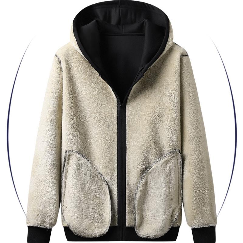 Winter-Sportanzug mit Kapuze in Übergröße für Herren, lässige Sporthose und verdickter Samtanzug für junge Herren