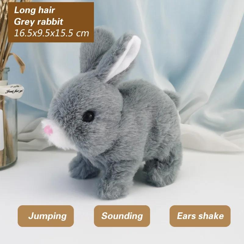 New Electronic Plush Rabbit Toy Robot Animal Pet Walking Jumping Running Shake Ears Cute Electric Bunny For Kids Birthday Gifts
