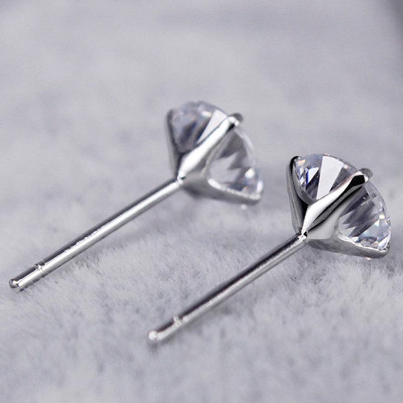 925 Sterling Silver Gift Jewelry AAA Zircon Four-Prong Earrings