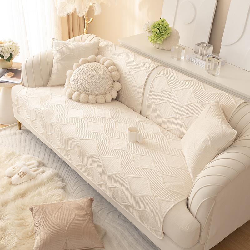 Light Luxury Style Sofa Cushion Winter Simple Cushion Four-season Anti-slip Plush Cover Backrest Towel