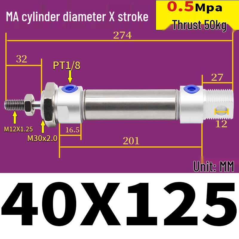 Corrosion Resistant Stainless Steel Pneumatic Cylinder 16-40mm/50-150mm
