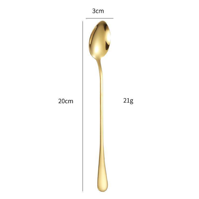 Creative Stainless Steel Long Handle Spoon Set for Ice Cream, Coffee, and More