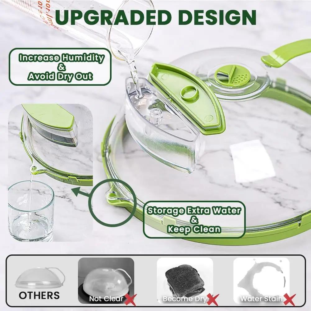 Copertura per Microonde per Alimenti Trasparente Copertura Antischizzo per Microonde con Vaporiera ad Acqua e Manico Coperture per Piatti da 10 Pollici Utensili da Cucina
