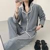 3 Contrasting Colors Plaid Lapel Polished Pajamas Women's Autumn and Winter New Warm Suits Lazy Loose and Thin Loungewear