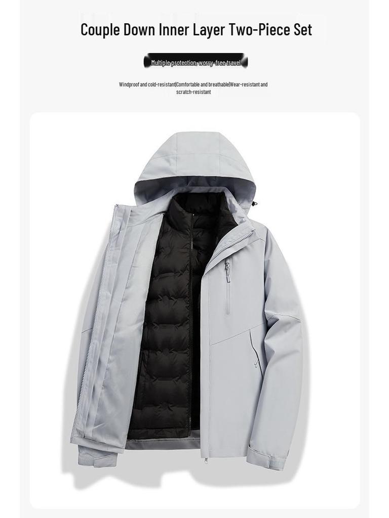 Autumn/Winter 2024 High-End Windproof Jacket with Three-Proof Fabric & 90% White Duck Down Liner for Couples