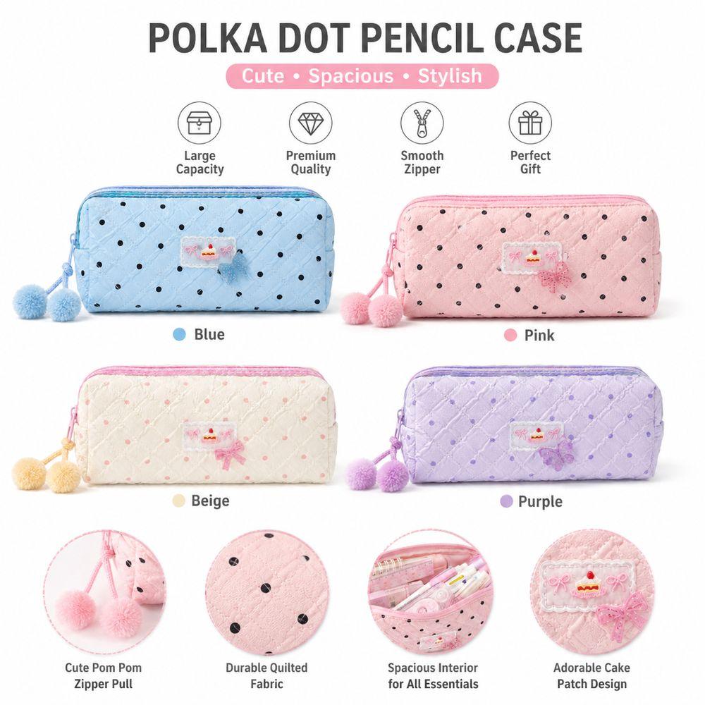 Zipper Closure Pencil Case Quilted Pen Case Fashion School Supply Case Student Supplies