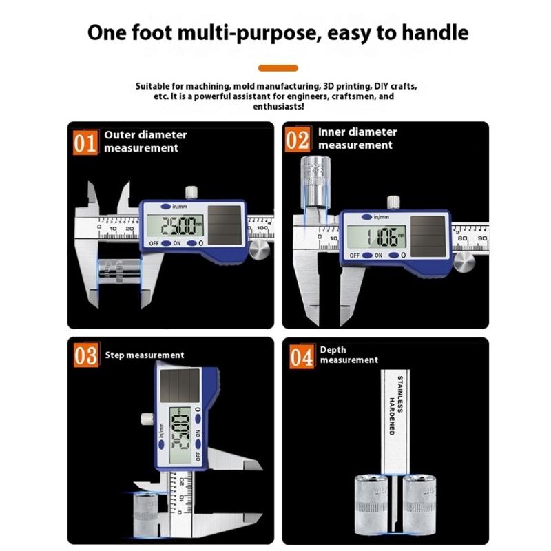 Upgrades Solar PoweredSteel Digital Calipers 150mm with Double Power Supply & Storage Case for for Mechanical Engineering