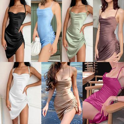 Ärmelloses Sexy Strap Kleid Herbst Neue Zurück Einfarbig Spitze Up Temperament Rock frauen Tragen