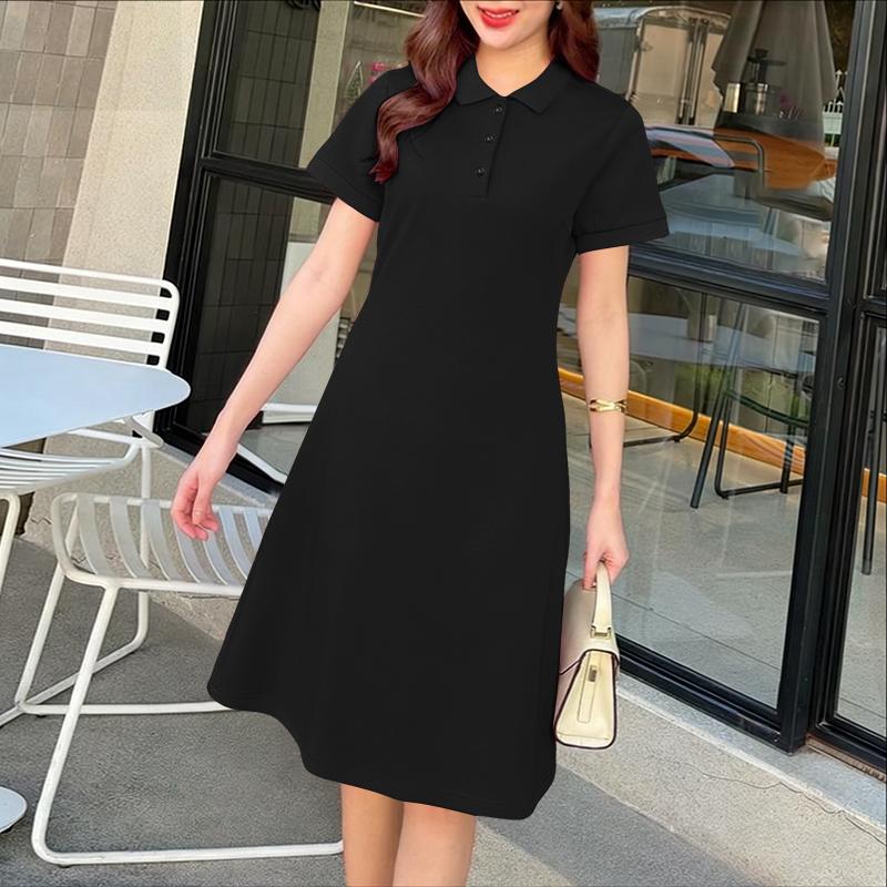 ZANZEA Women Casual Turn Down Collar Summer Short Sleeve Polo Dress M чёрный